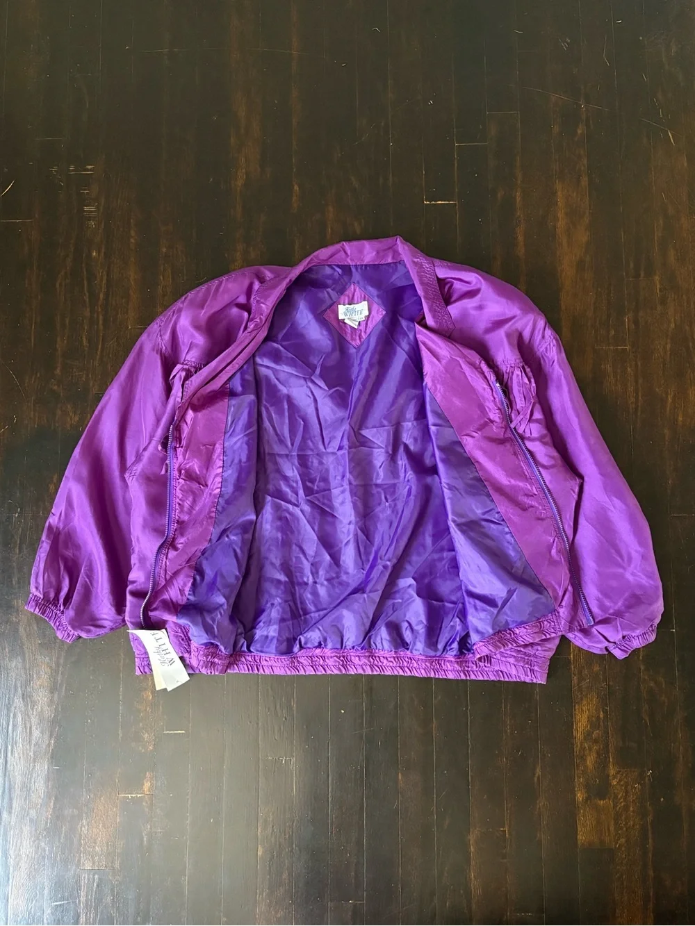 VTG Kathy White 100% Silk Fringe Tracksuit Set Purple Plus Size 4X NWT 1995